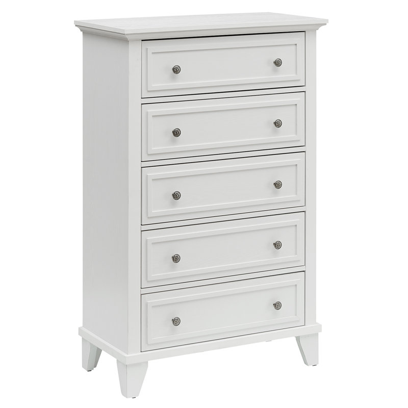 Commode 5 tiroirs Cailee, Blanc