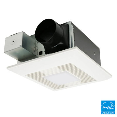 50-80-110 CFM Ceiling Mount Bathroom Ventilation Fan with LED Light & Bluetooth Speaker in White - 0.3-1.1 Sones - Energy Star Rated