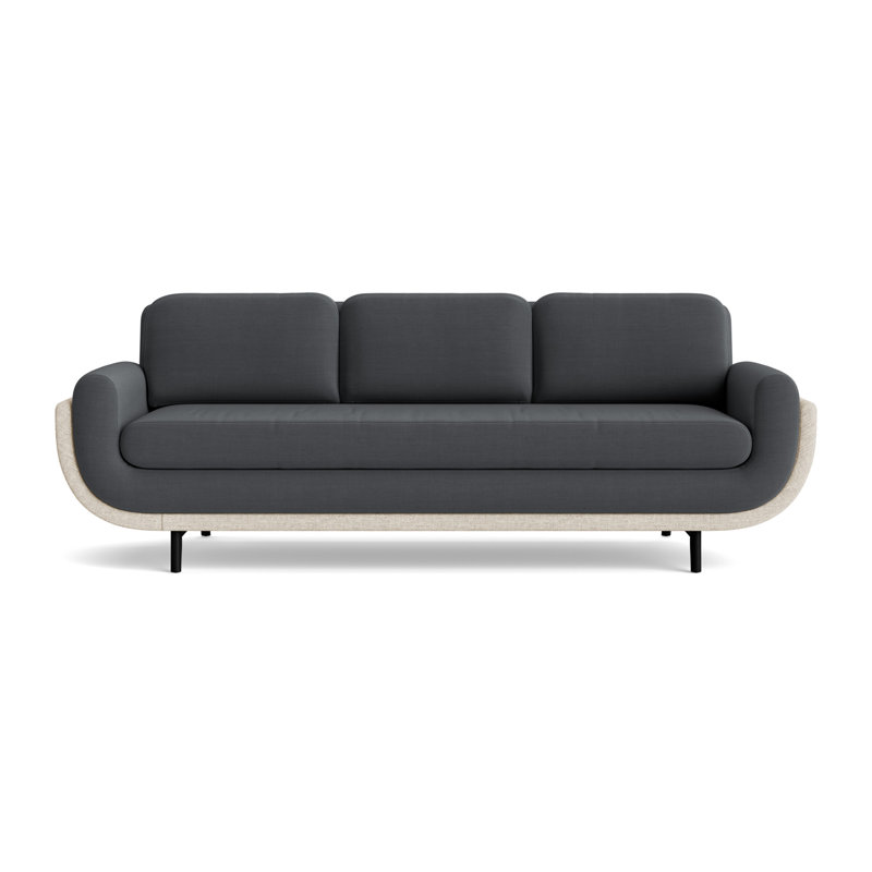 Regatta 90 Sofa, Performance Linen-Charcoal/Textured Weave-Toffee, Black