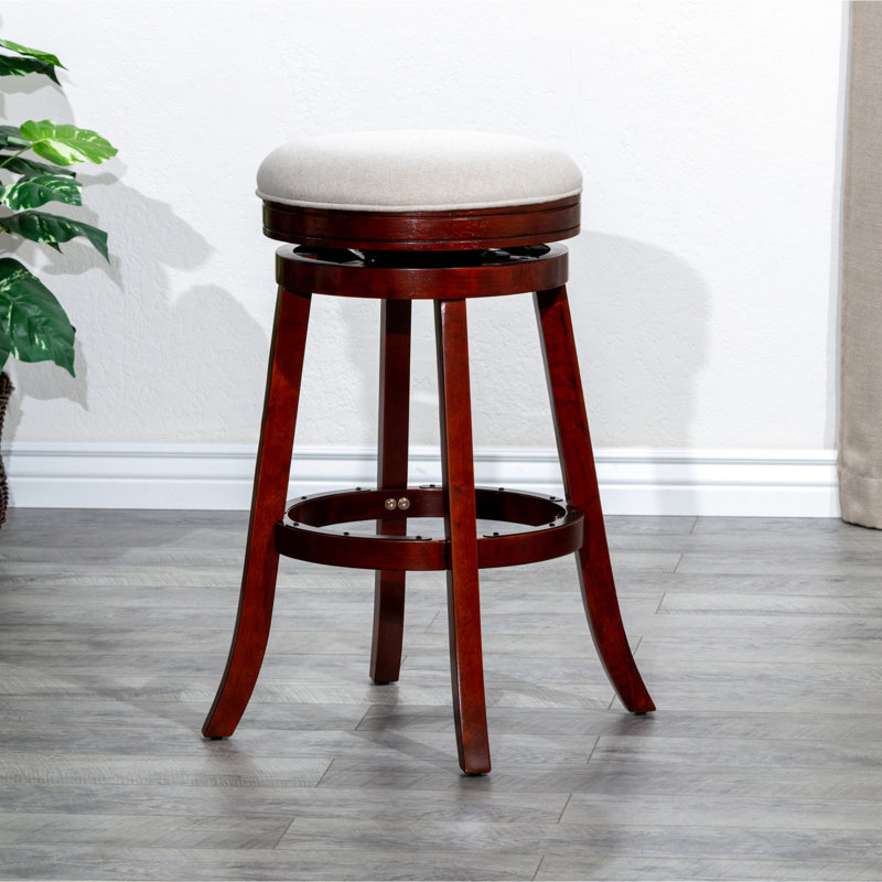 Tabouret de comptoir de 24 po, vue cerise, siège en tissu beige - siège attrayant compatible avec,