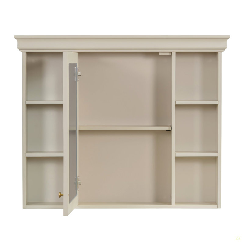 Meuble-lavabo de 36 po avec armoire à pharmacie, armoire à miroir moderne avec tablette réglable, armoire de rangement pour salle de bain à 4 tiroirs, armoire de rangement pour cadre de salle de bain en bois massif