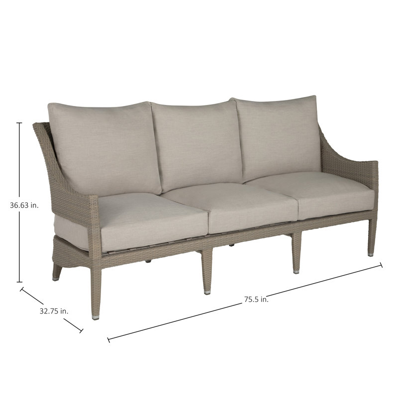 Athena N-Dura Resin Wicker Outdoor Sofa, Welt, Availa Natural White, Oyster