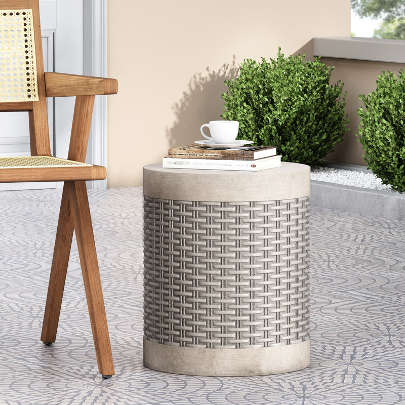 Table d'appoint moderne d'intérieur - Béton léger, conception nattée, élément décoratif en béton