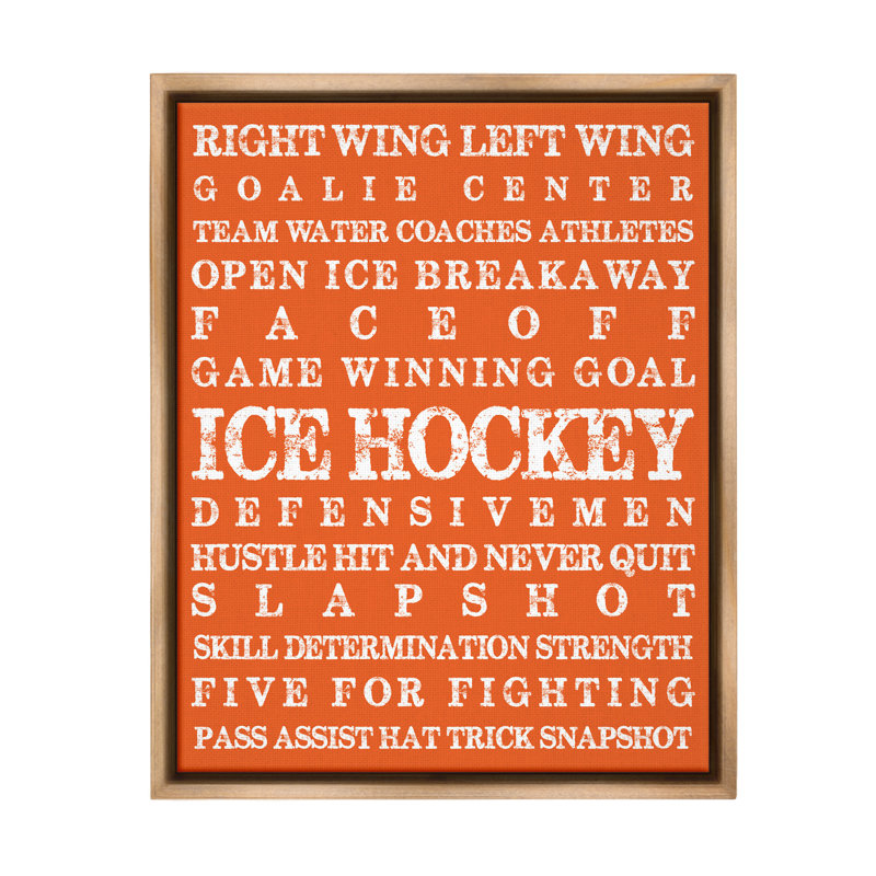 "Ice Hockey" par Melody Hogan sur toile, Cadre flottant orme Montalcino, H 21 po x l 17 po