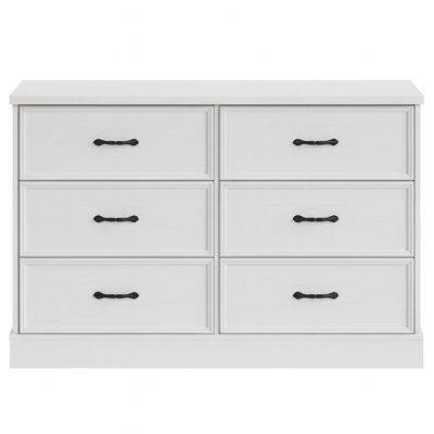 Commode horizontale à 6 tiroirs blanc antique - Commode en MDF de style américain