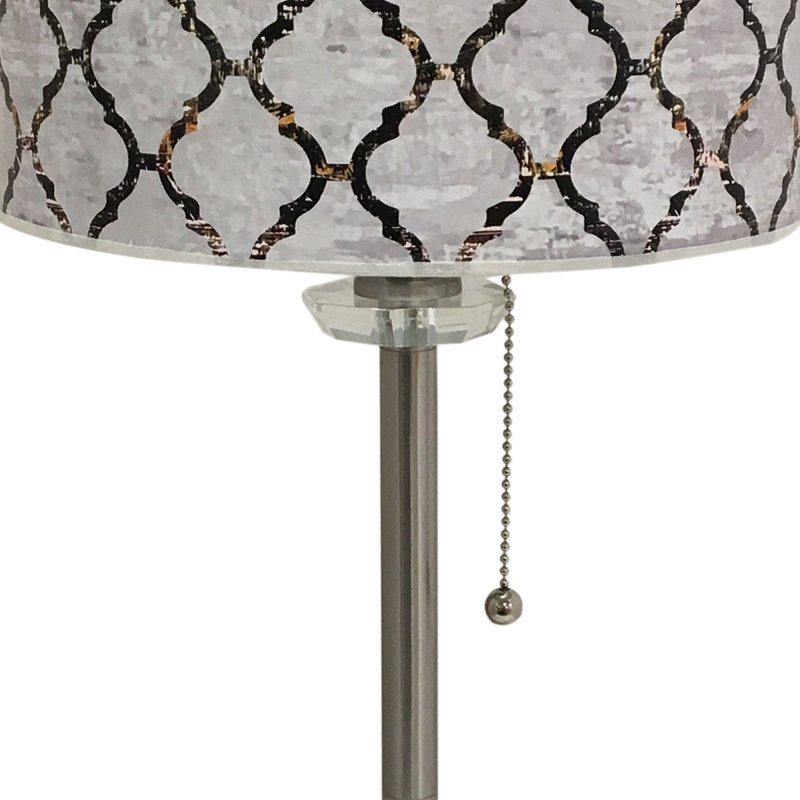 Lampe de table 28" marocain tile Meyerson, Nickel brossé, Crème