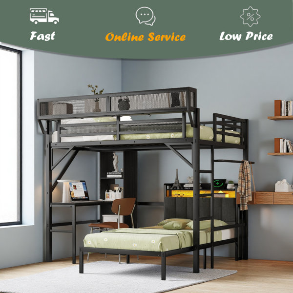 Isabelle & Max™ Ful Over Twin Metal Bunk Bed With Desk And Bookshelves ...