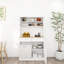 Armoire de cuisine moderne blanche de 67,7 po avec 3 tablettes réglables, 2 tiroirs et un support à poubelle basculant