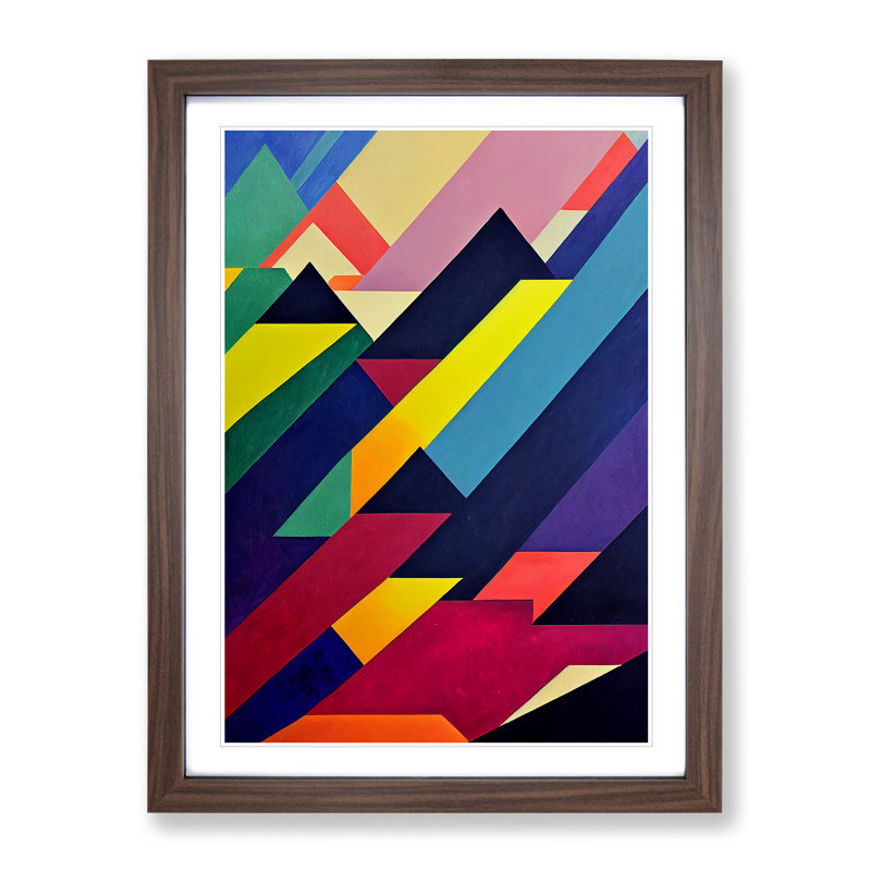Positive Abstract Art - Wall Art, 66cm H x 48cm W x 2cm D, White, Walnut Framed