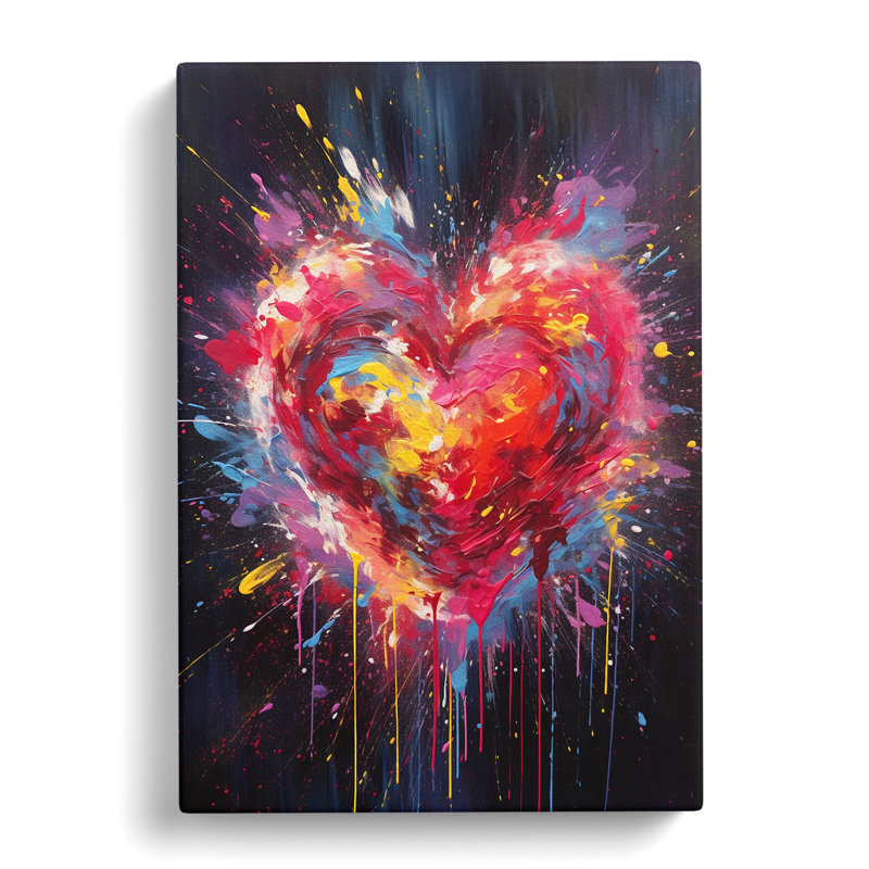 Love Heart Action No.3 - Wrapped Canvas, 60cm H x 40cm W x 3cm D