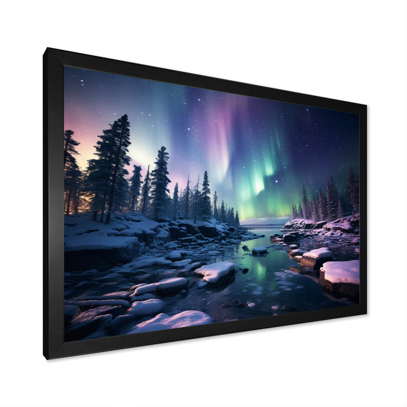 Canada Lumière polaire II sur toile, H 12 po x l 20 po x P 1 po, Cadre photo noir