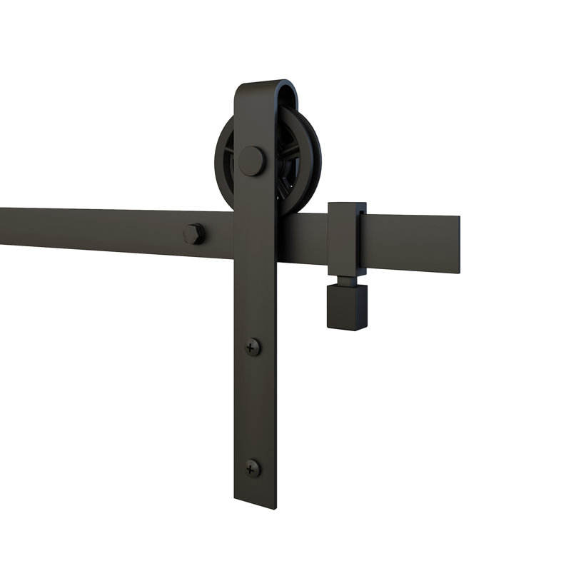 Steel Barn Door Hardware Kit Standard Single, Black, 60 in.