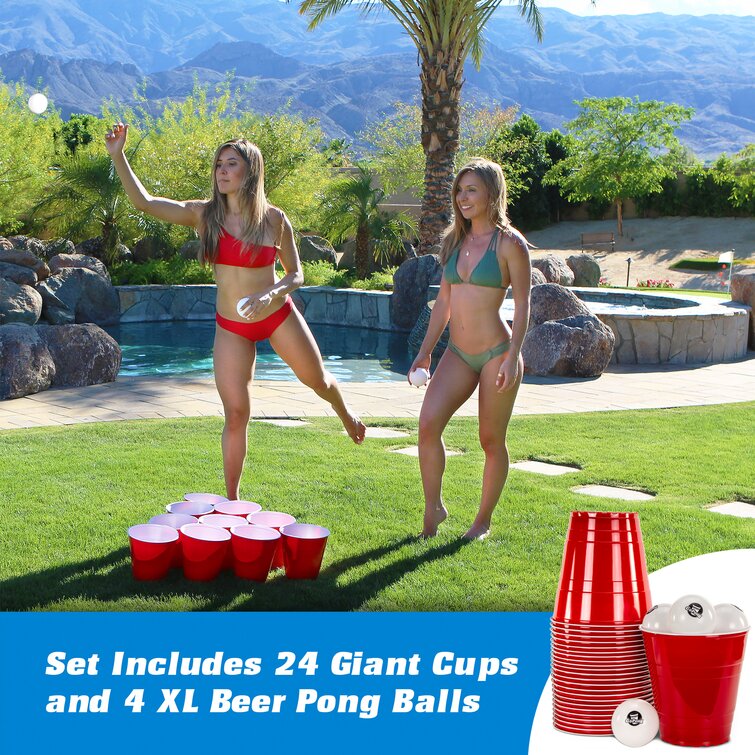  True XL Beer Pong Set with Jumbo Party Cups, Drinking Games for  Adults, Each Cup is 110 Ounces, Includes 20 Cups and 4 XL Pong Balls :  Sports & Outdoors