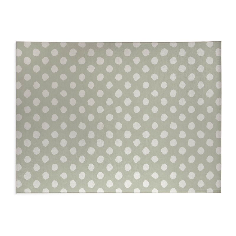 Tapis de cuisine Dot Dot, Vert clair, Rectangle 4 pi x 6 pi, Grunge à pois