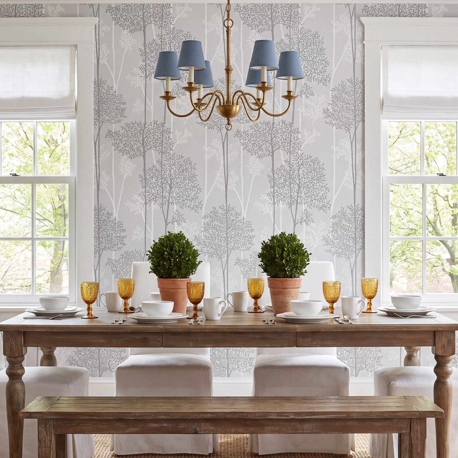 Edmore Modern Floral Wallpaper, Grey