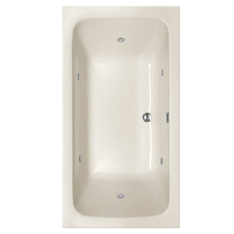 Kira 72'' x 32'' Drop-In Acrylic Bathtub, Biscuit, Polished Nickel