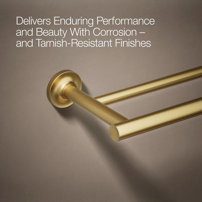 Purist® Double 24" Wall Mounted Towel Bar, Vibrant Brushed Moderne Brass