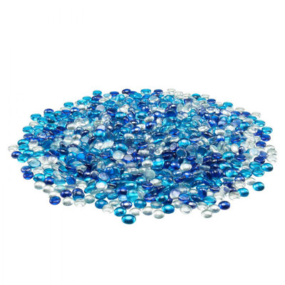 10LBS Fire Glass 3/4-Inch Fireplace Glass Rocks Cobalt Blue Caribbean Blue Clear