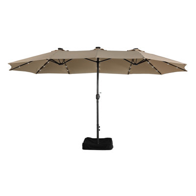 15 ft. W. x 9 ft. D. Rectangular Lighted Market Umbrella with Base and Cover
