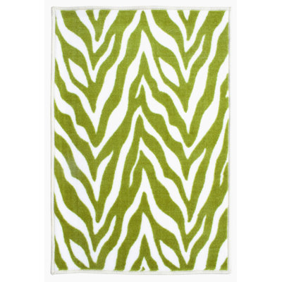Tapis vert / beige à imprimé animal