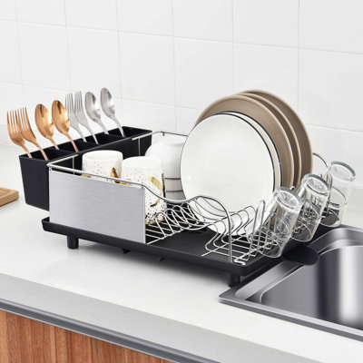 Adjustable Stainless Steel Kitchen Dish Rack, Extendable Dish Drying Rack,Plate Rack, Extra Large Capacity Dish Drainer