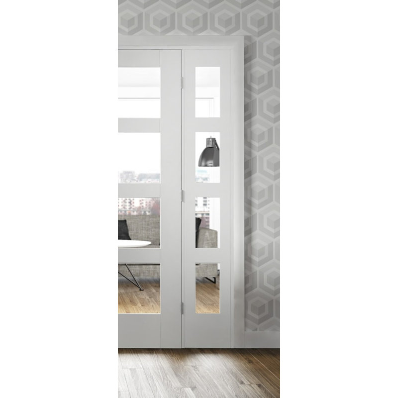 Internal Glazed White Primed Shaker 4 Light, 1981mm H x 306mm W x 35mm D