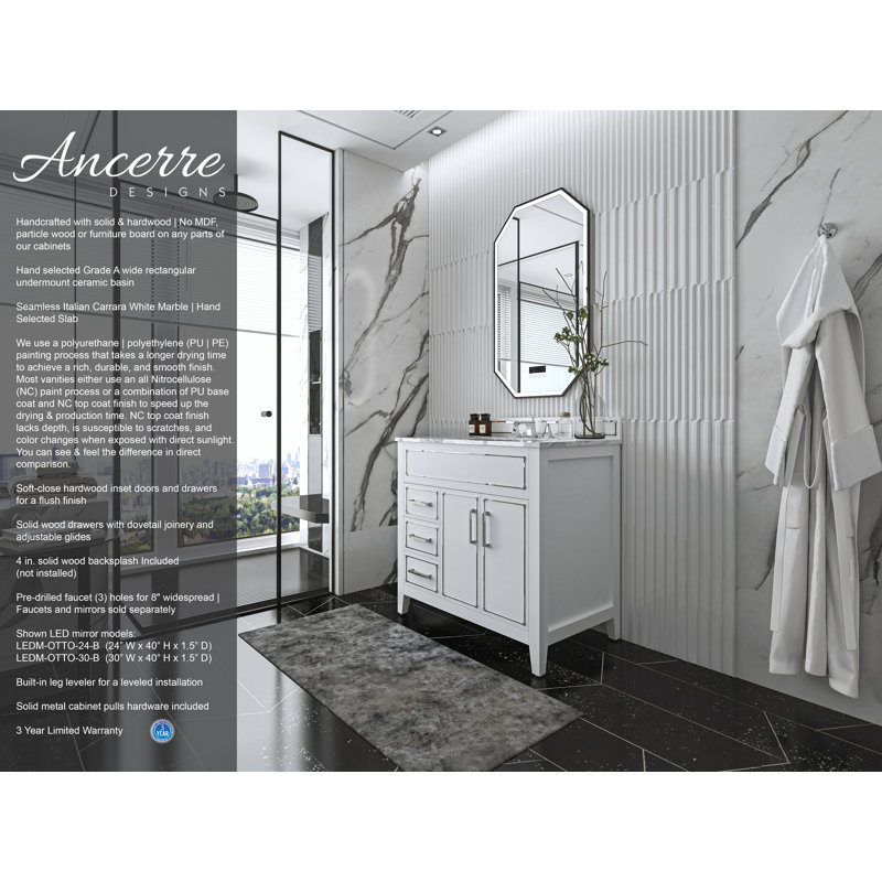 Aspen 36'' W Single Vanity, Chrome, .White