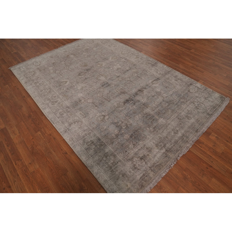 Tapis unique en coton gris anthracite et gris 7 pi 11 po x 5 pi 7 po
