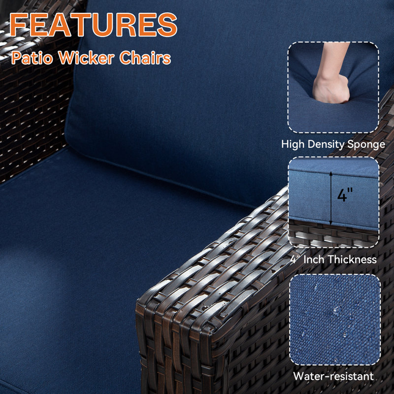 Ensemble de chaises longues avec coussins 4 pièces Bartell, Bleu
