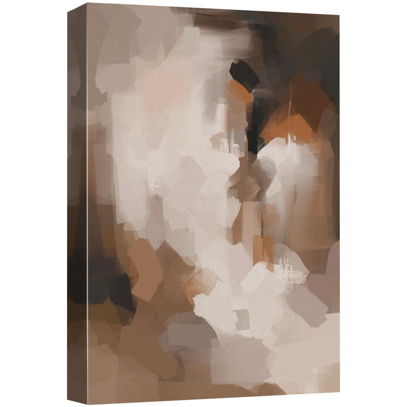 Abstract Colorful Strokes Grunge Watercolor Brown Minimalism Contemporary Nordic Neutral Wall Decor On Canvas Print