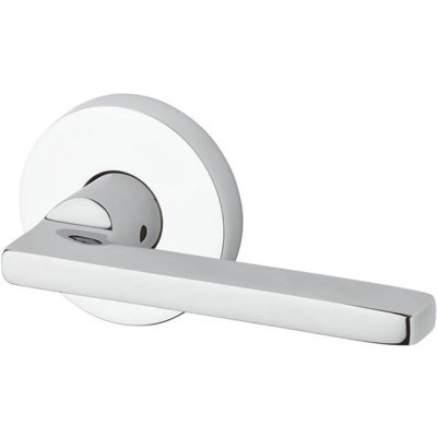 Square Keyed Door Lever with Contemporary Round Rose