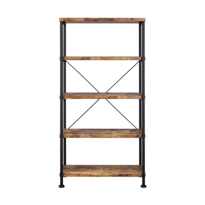 5-Shelf Bookcase In Antique Nutmeg And Black
