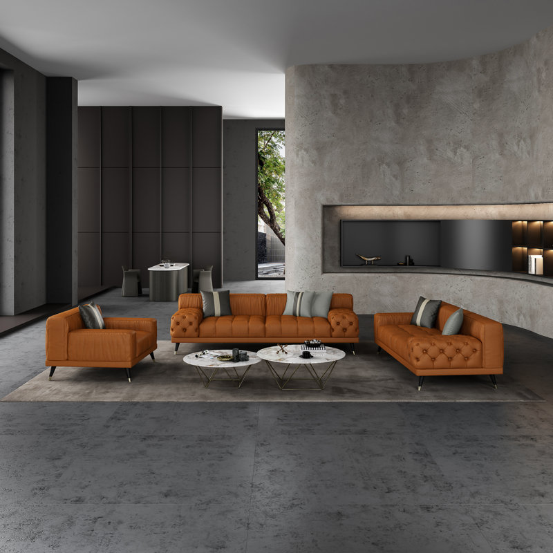 Sofa, Cognac Genuine Leather