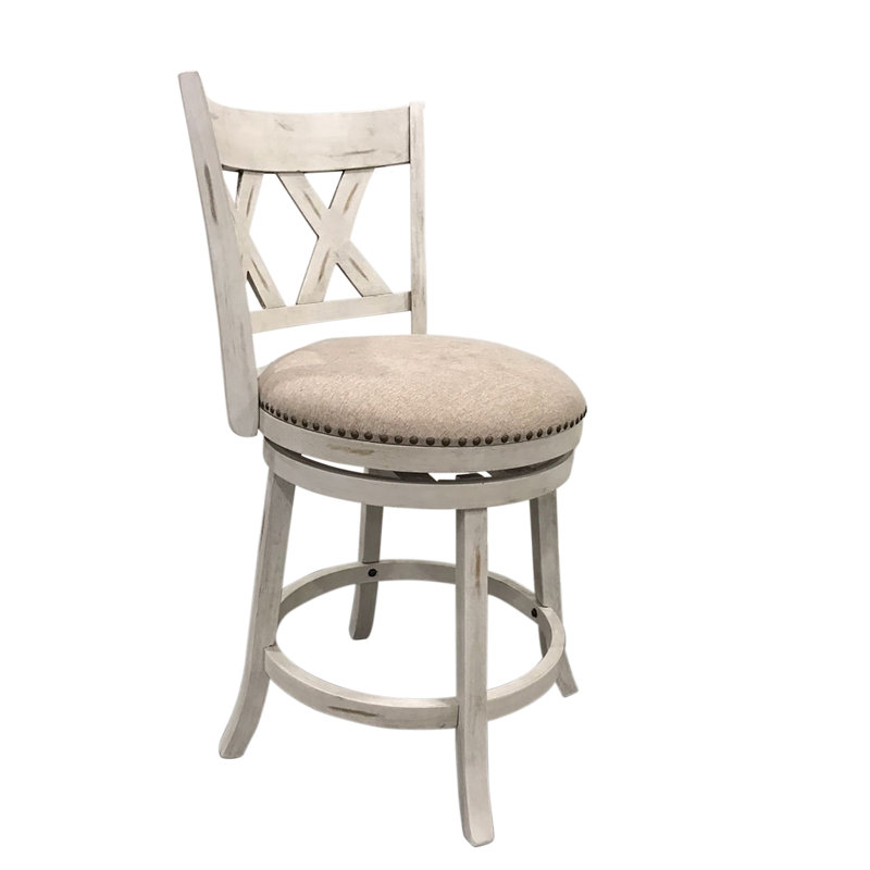 Elegant Ivory 22" Barstool with Swivel Comfort, Beige Polyester/Sand Frame