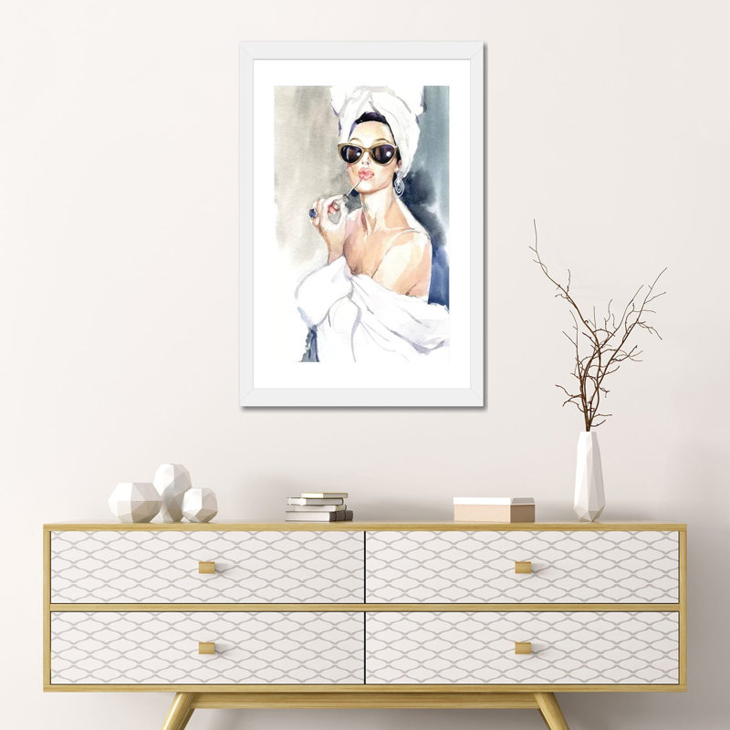 Avant le miroir de Marina Ignatova - reproduction d'art, H 24 po x l 16 po x P 1 po, Papier encadré blanc, Blanc