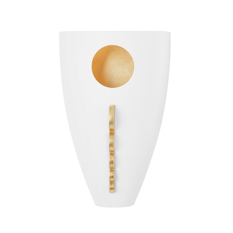 Ari Flush Mounted Sconce, Gold Leaf/White