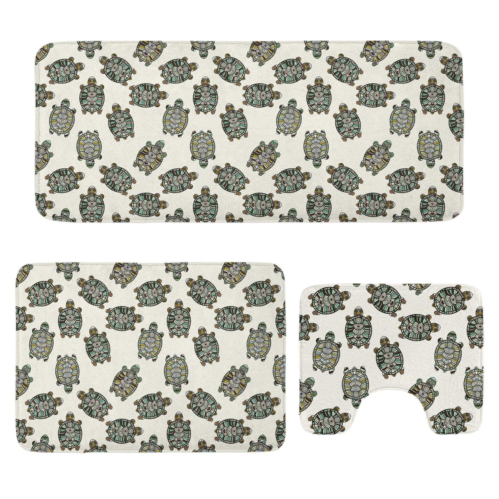 East Urban Home Turtle Bathroom Rug Set 3 Pieces U-Shape & Rectangle ...