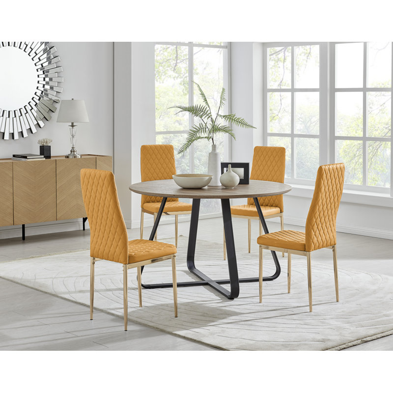 4 - Person Dining Set, Mustard/Gold