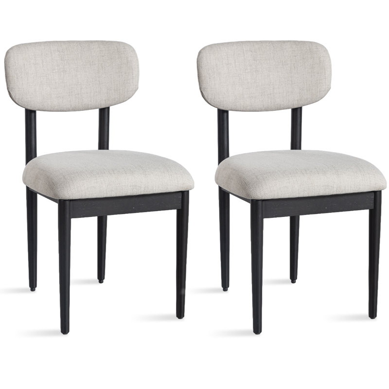 Rhoda Set of 2 Upholstered  Solid Wood Dining Chair, Gray, Black
