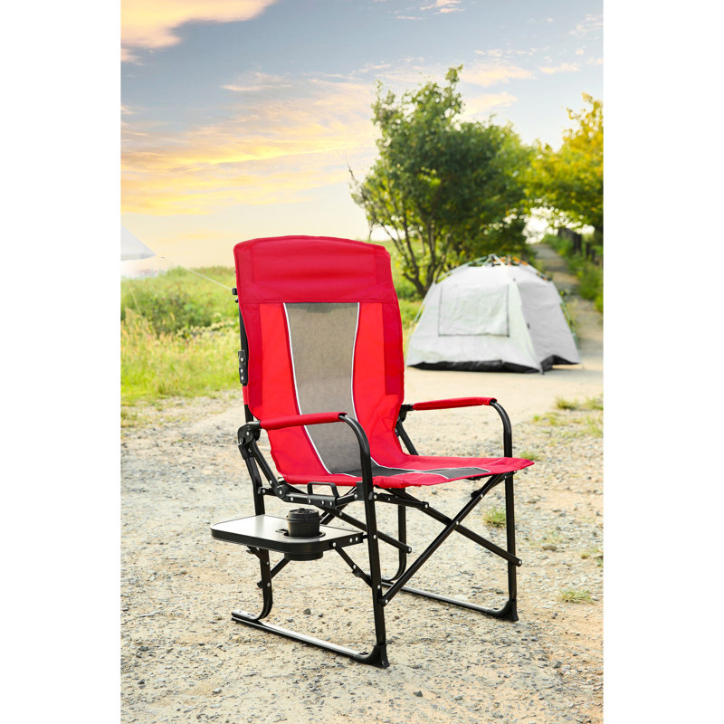 Chaise pliante de camping réalisateur - Portable avec table d'appoint pour jardin de plage rouge, Rouge
