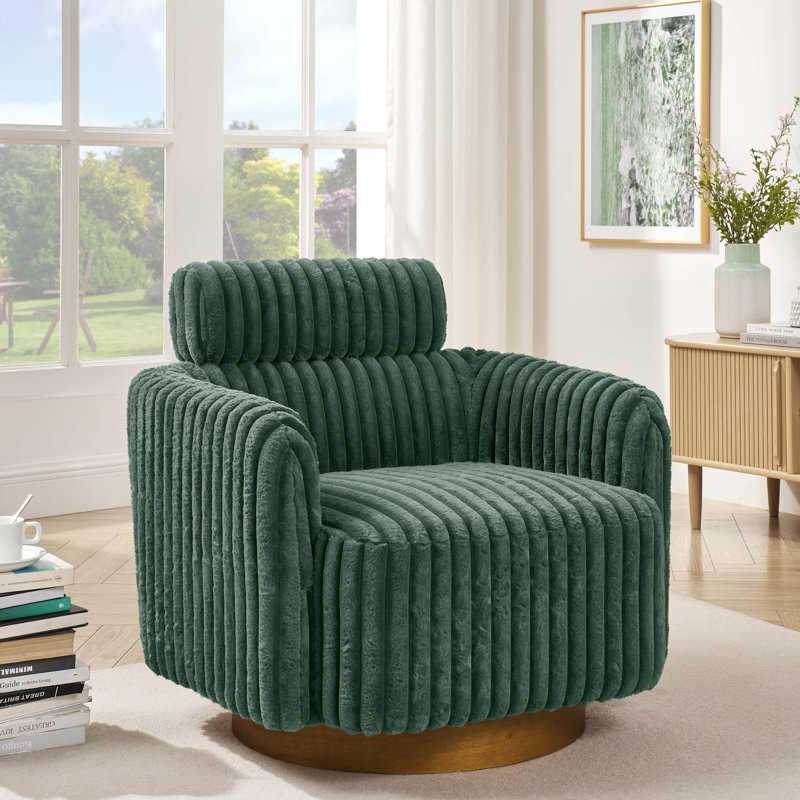 Fauteuil d'appoint pivotant en velours, Vert