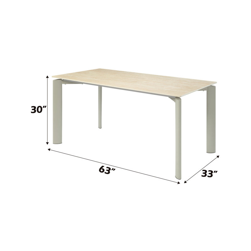 Table de salle à manger à finition grise avec plateau en céramique et structure stable