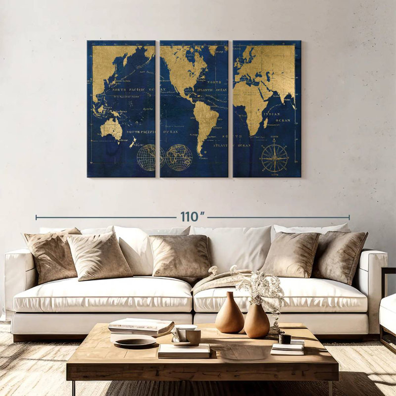 Carte du monde Aligo, H 48 po x l 74 po