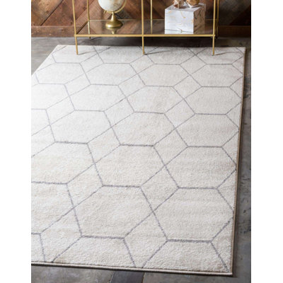 Tapis contemporain Tellaro de couleur crème