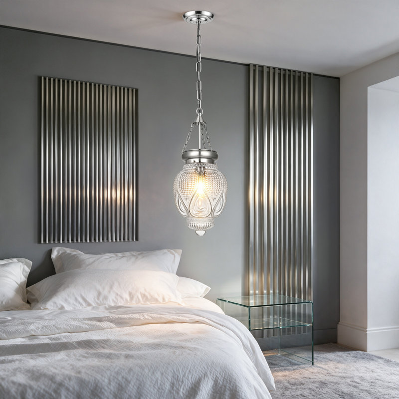 Luminaire suspendu en verre pour îlot de cuisine pour salle à manger, vestibule, évier et coin-repas, Argent