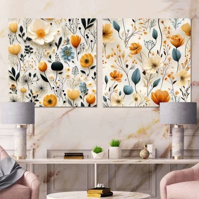 Cecilia - Ensemble de 2 carrés à motif floral en métal