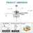 Kamori 52" Crystal Ceiling Fan w Wood Blades and 3 Lights, Crystal Light Shade, Quiet DC Motor w/ Remote
