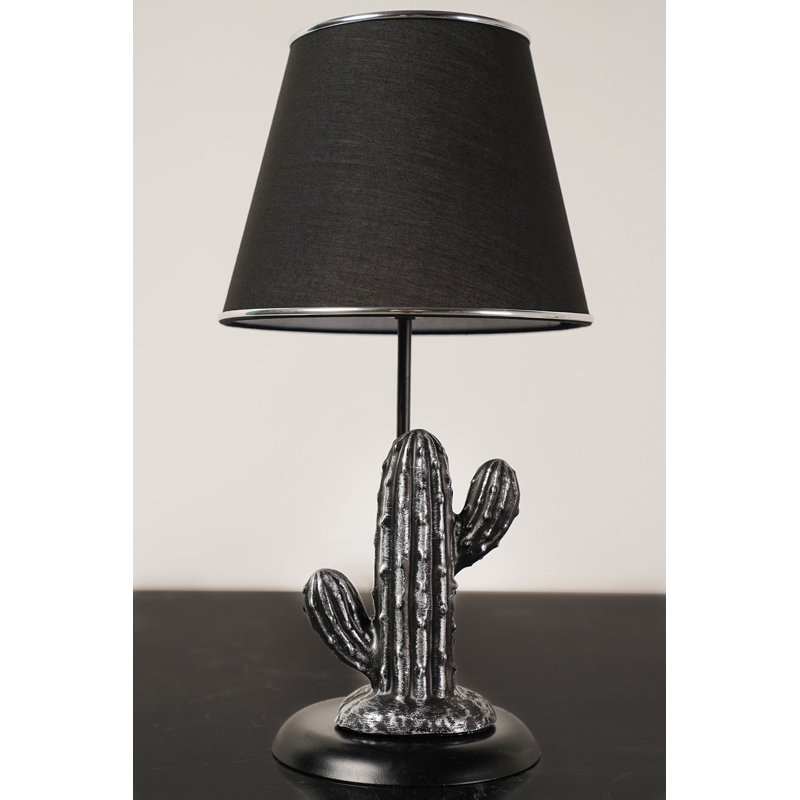 Lampe de table en métal, Argent / noir