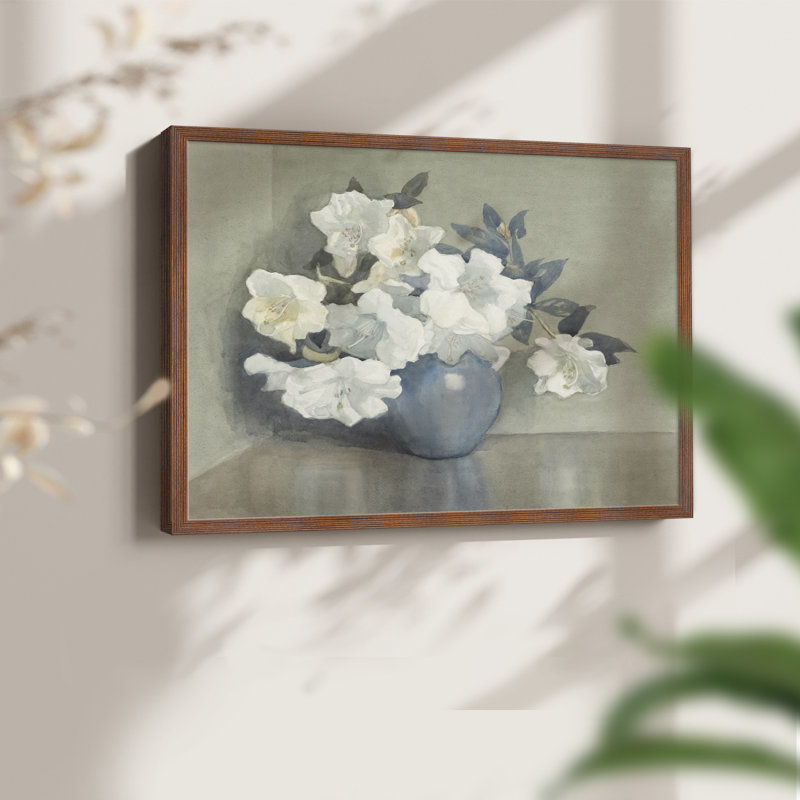 Motif floral rétro - Lxxxvi - reproduction encadrée, H 11 po x l 14 po, Noyer