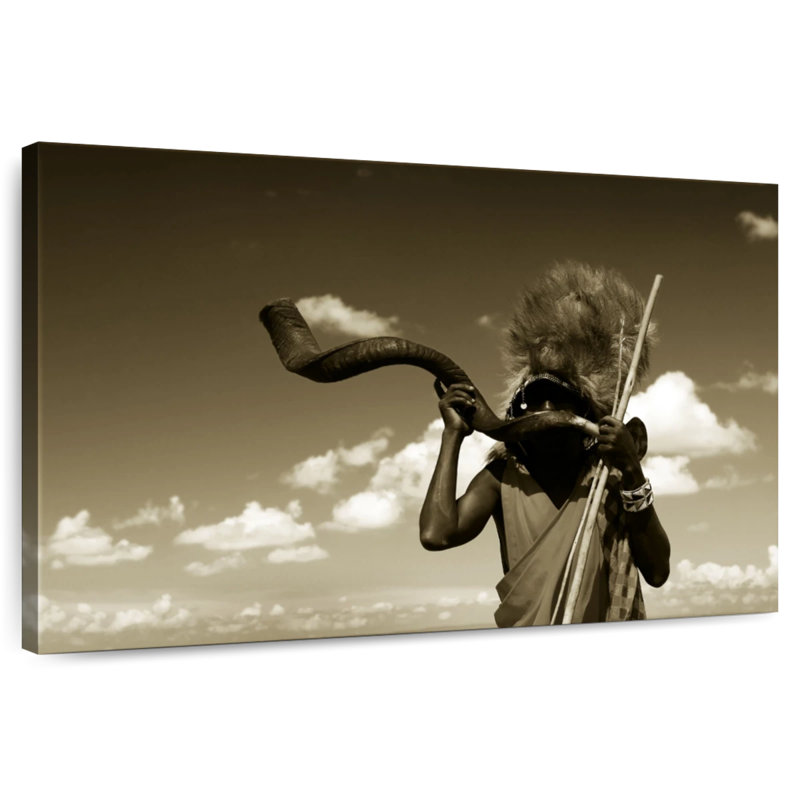 Leisha Maasai Warrior Sepia, 26" H x 39" W